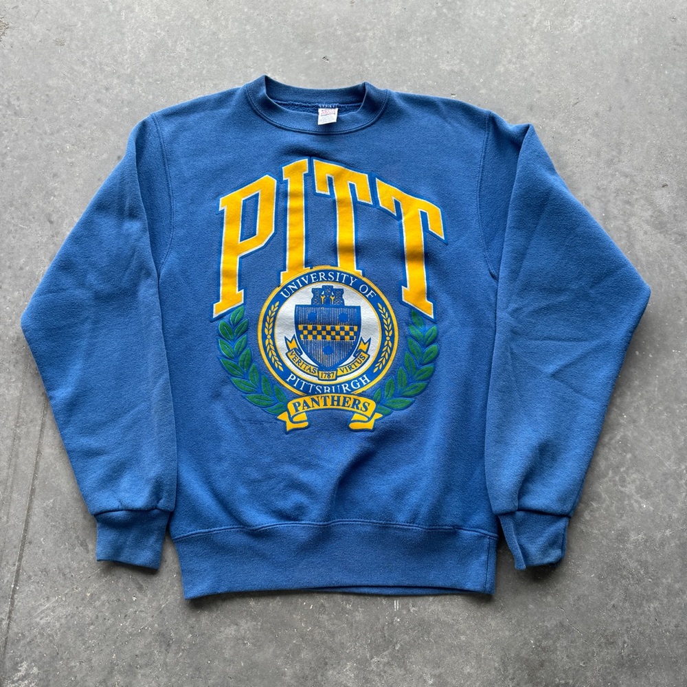 Vintage NCAA Pittsburgh Panthers Pitt University Crewneck Sweatshirt Blue M USA